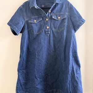 GAP Women Dark Blue Denim Shirt Dress